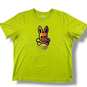 Psycho Bunny Fluorescent Neon Green Pima Cotton Graphic Tee Size 7 (US XXL)